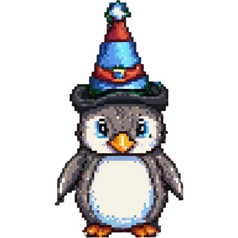penguin wizard with a pointy hat emoji