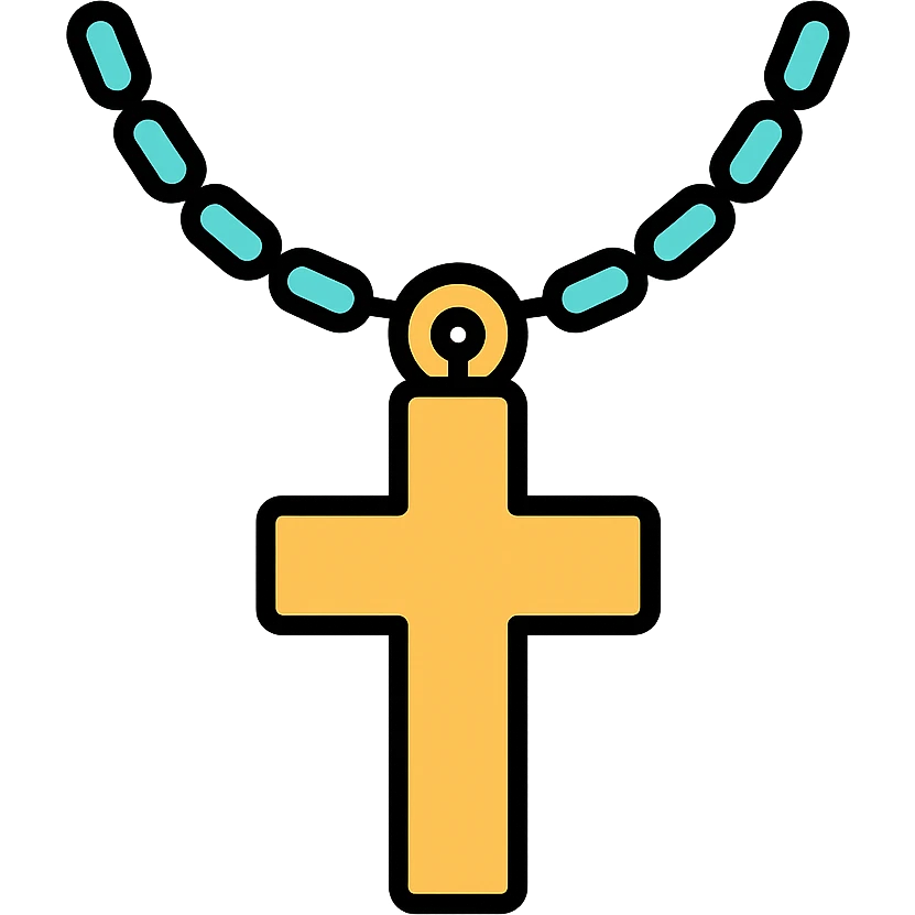 pendant with a spiritual or cultural symbol like a cross or Om on a chain emoji