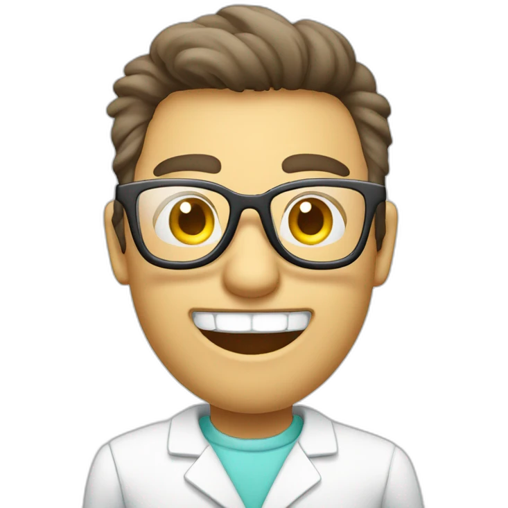 dentista branco careca e de oculos emoji