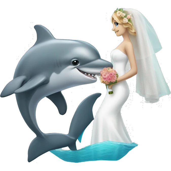 Dolphin and Shark getting married emoji