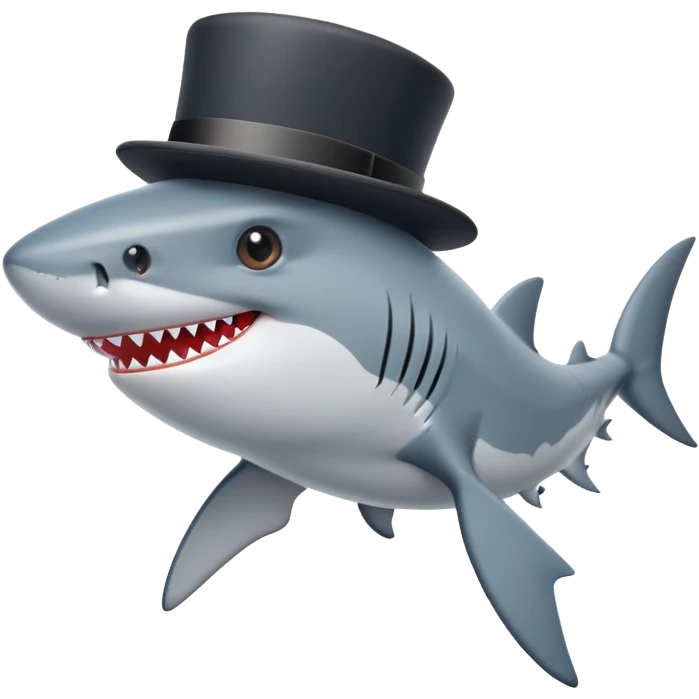 Shark with a top hat emoji