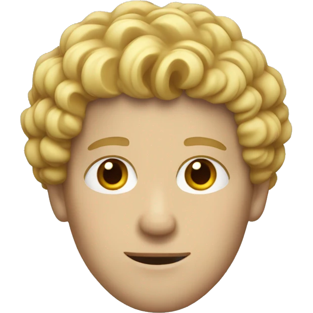 White man with brown eyes and blond curly hair emoji