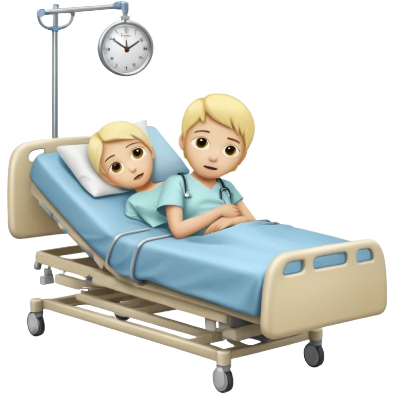 pessoa com a pele amarelada deitada em uma maca de hospital emoji