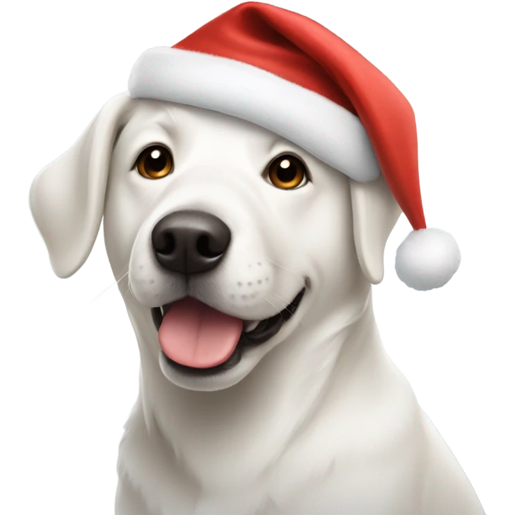 White dog wearing Santa hat  emoji