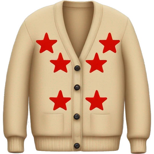 Tan cardigan with three red stars on both sleeves emoji