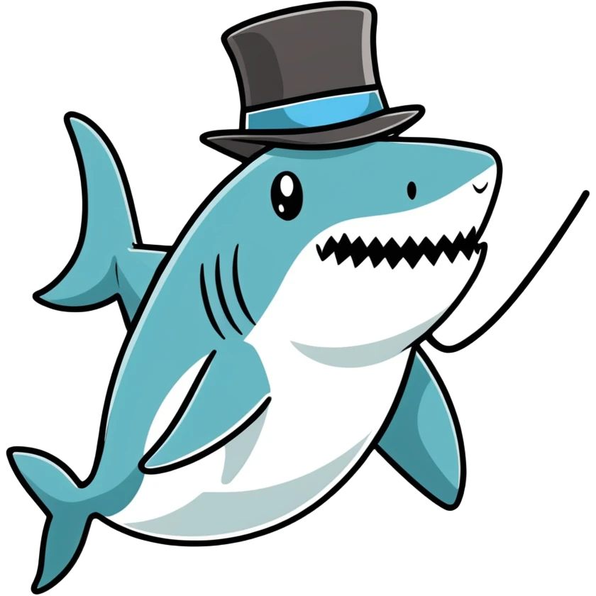 Shark with a top hat emoji