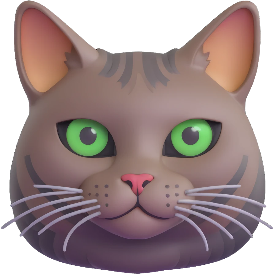 brownish gray cat with green eyes close together emoji