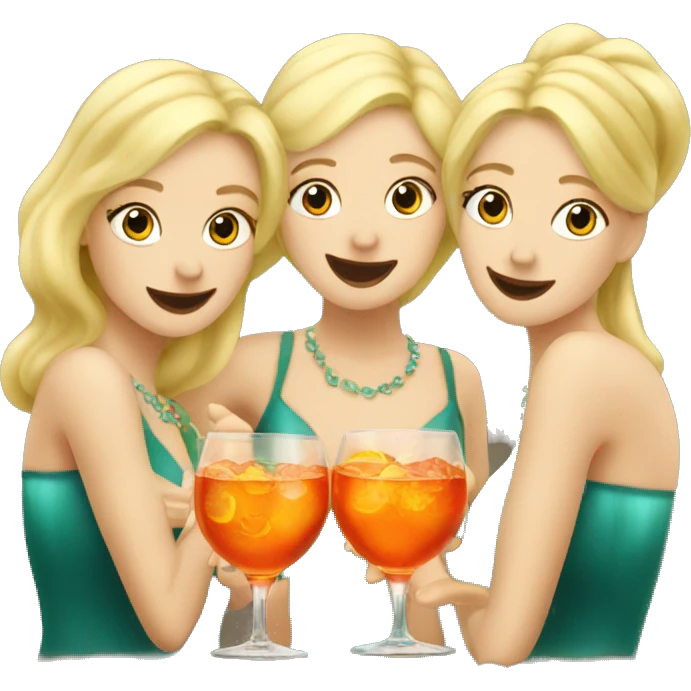 Three blond mermaids drinking aperol emoji