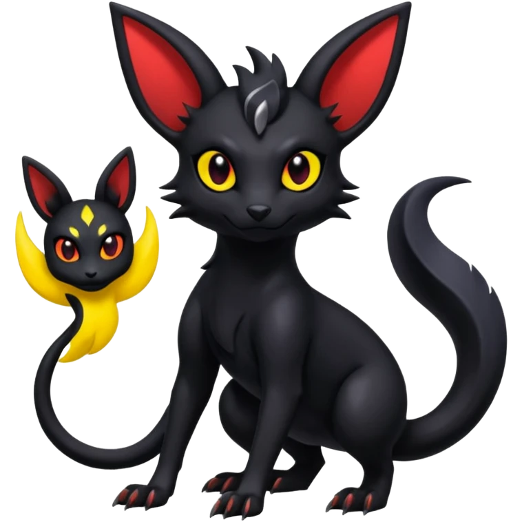 Shiny Dark Edgy Gothic Gloomy Futuristic Salandit-Umbreon-Noibat-Litten-Hybrid (Full body) emoji