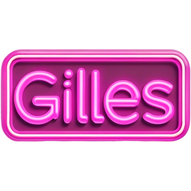 Pink neon sign with the word Giles emoji