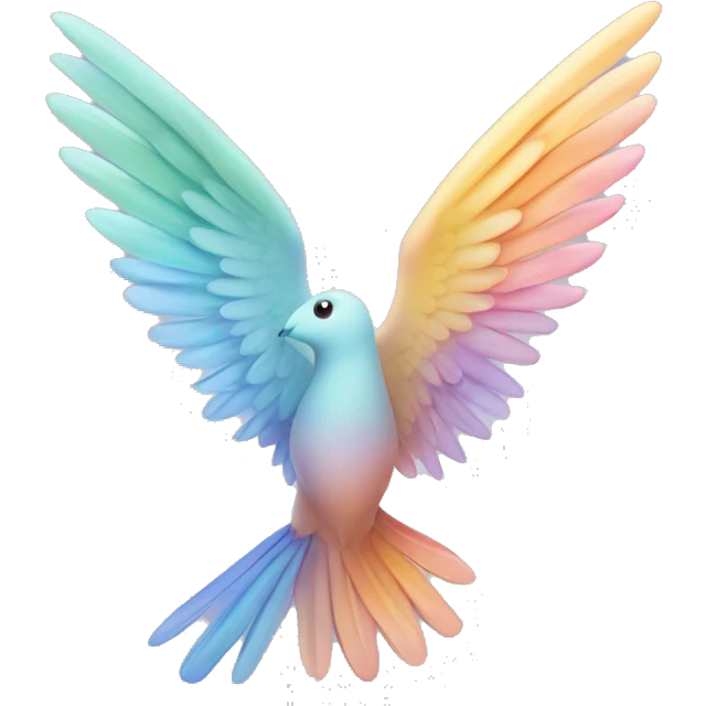 Bird wings, light, airy, feminine. Colors: #E4007C, #FD7A4E, #F5E9D8, #2443E0. The emoji should be distinctive for a feminine business on Instagram—vibrant, magnetic, and attention-grabbing. emoji