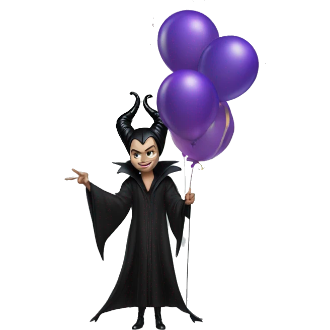 Maleficent with a balloon emoji