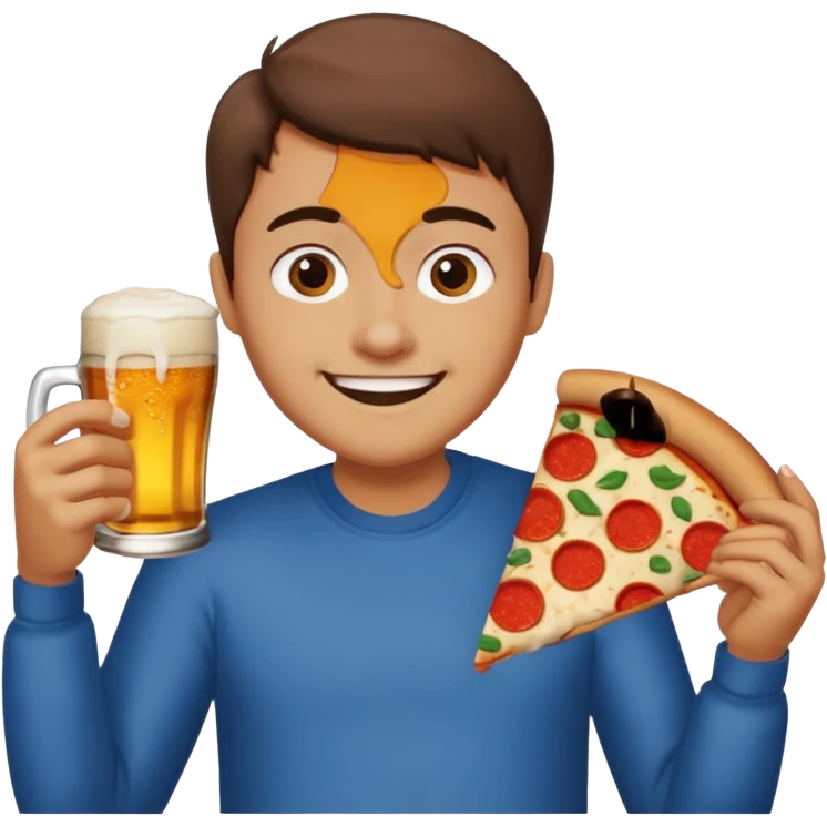 Enjoying pizza and beer  emoji