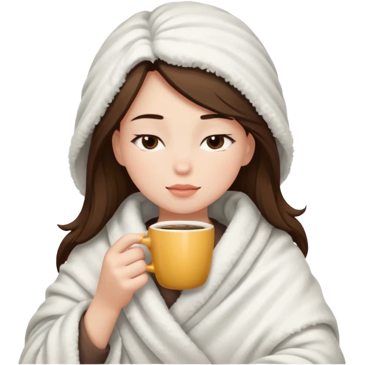 girl inside a blanket sipping coffee eyes closed emoji