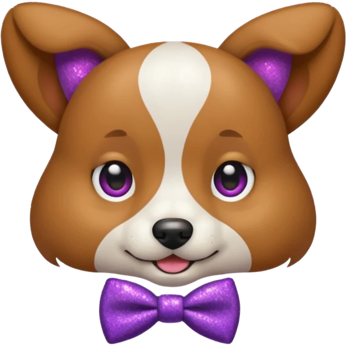 Cachorro adulto com gravata roxa com glitter emoji