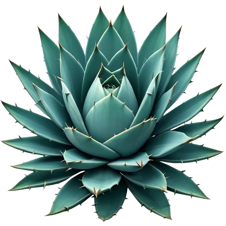 Cinematic Realistic Agave Emoji, Bold and spiky, with long, pointed leaves forming a rosette pattern. The sharp edges and soft blue-green hue exude a sense of rugged beauty and desert resilience. Soft glowing outline, capturing the essence of survival and strength in a striking agave plant! emoji