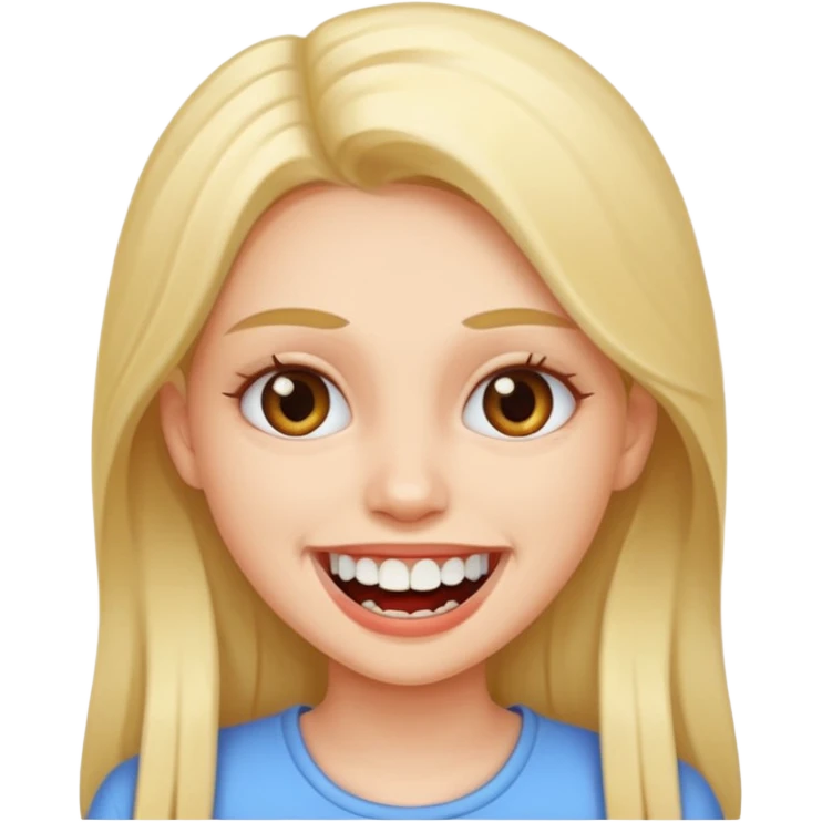 girl showing long teeth emoji