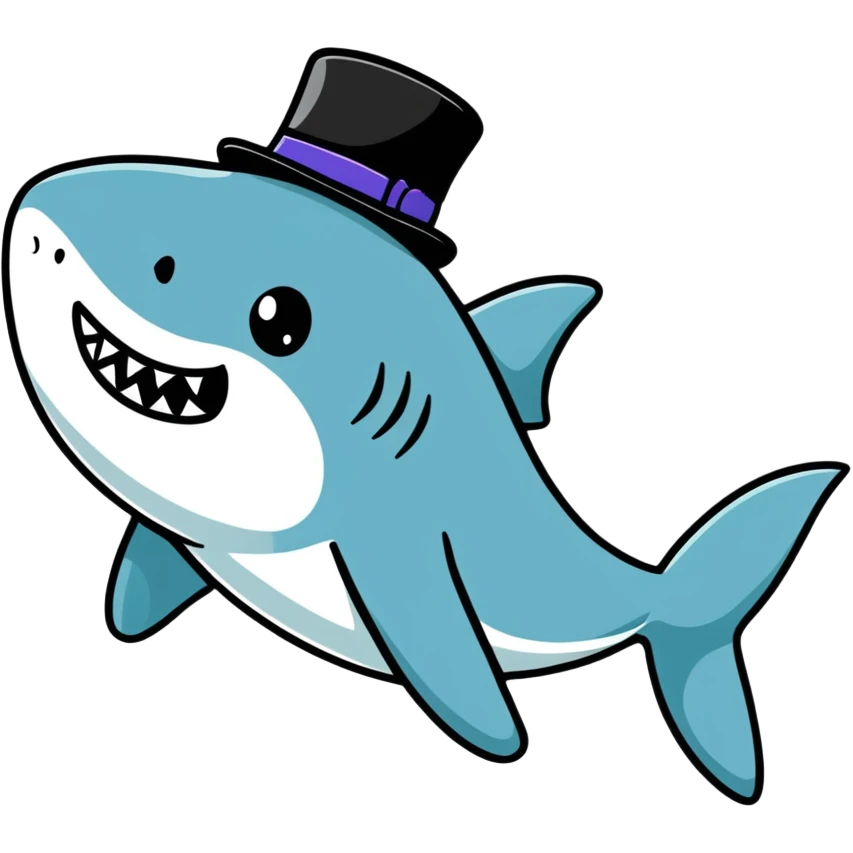 Shark with a top hat emoji