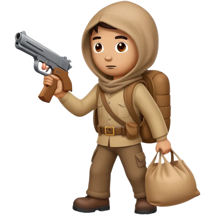 cartoon man with sack over head carrying a toy gun full body emoji