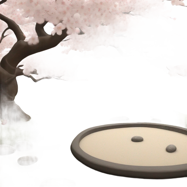 Image of cherry blossoms and a Zen gardening emoji