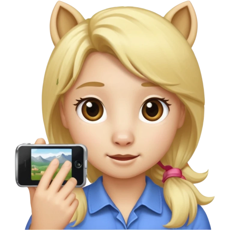pony blonde taking photo emoji