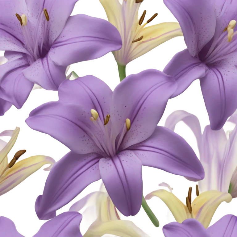 Flower Bouquet of pastel violet lilies realistic emoji