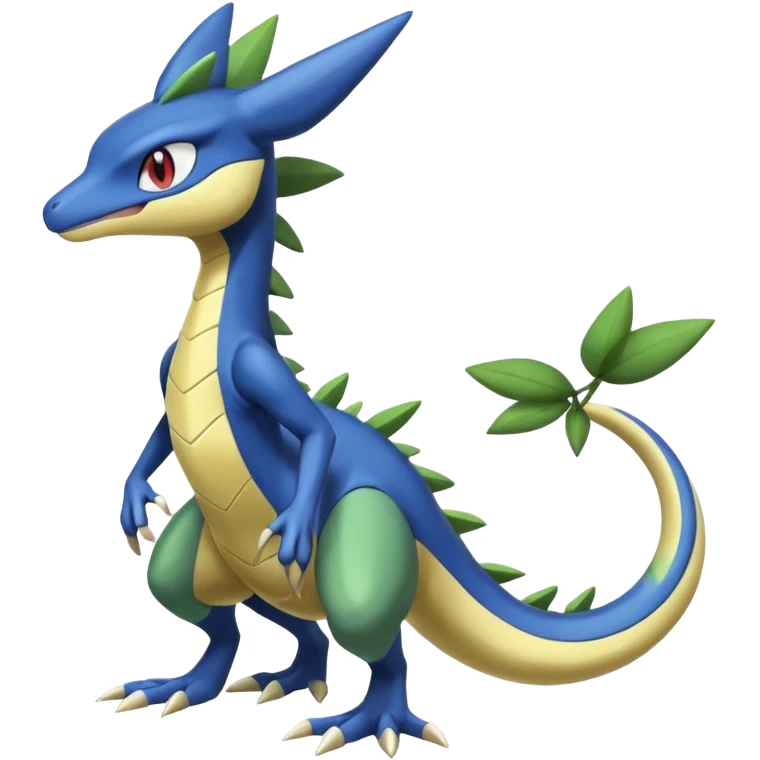 Shiny Aural Inteleon-Sceptile-Greninja-Fakémon-fusion (full body) emoji