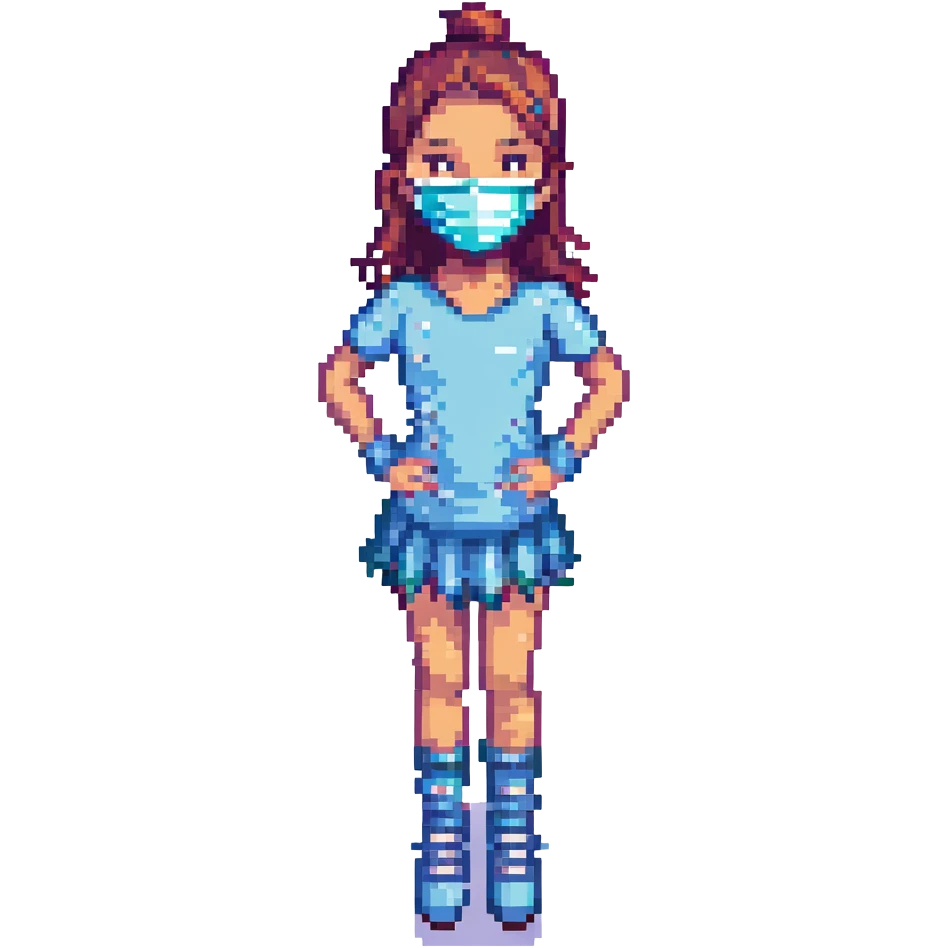 a figure skater girl wearing a face mask emoji