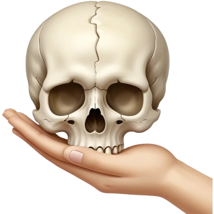 Hand holding skull emoji