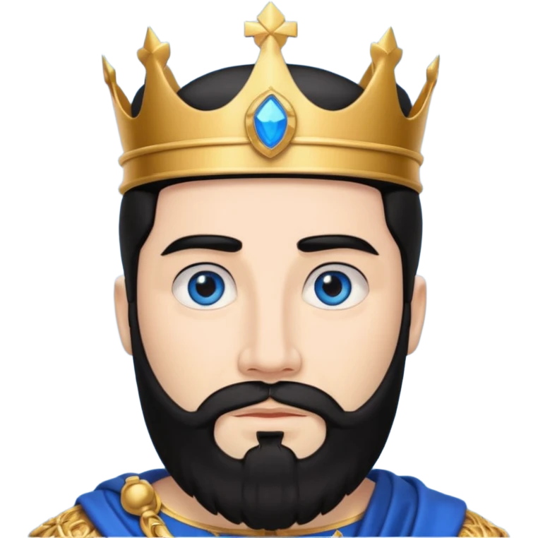 King Solomon with black hair and beard, blue eyes emoji