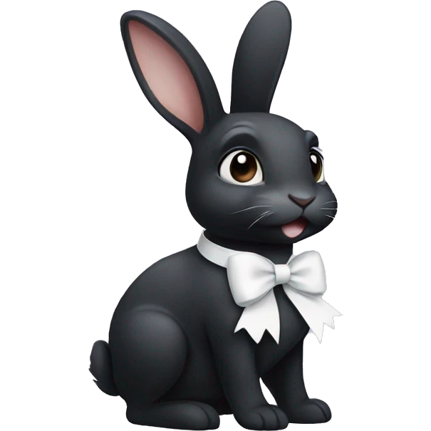 Black bunny wearing a white bow emoji