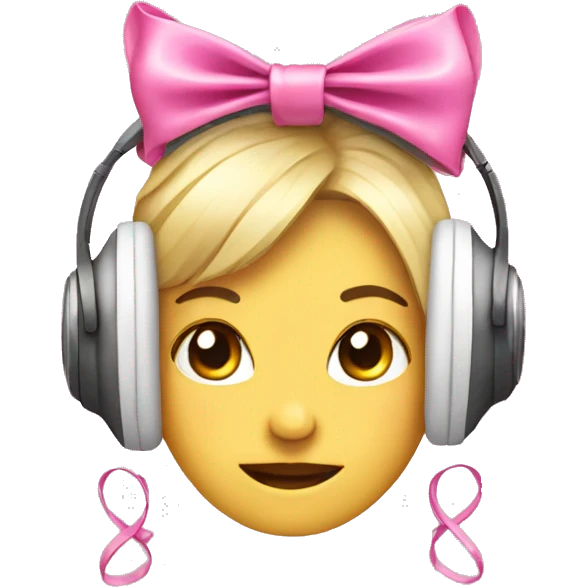 Headphone with pink coquette bows emoji
