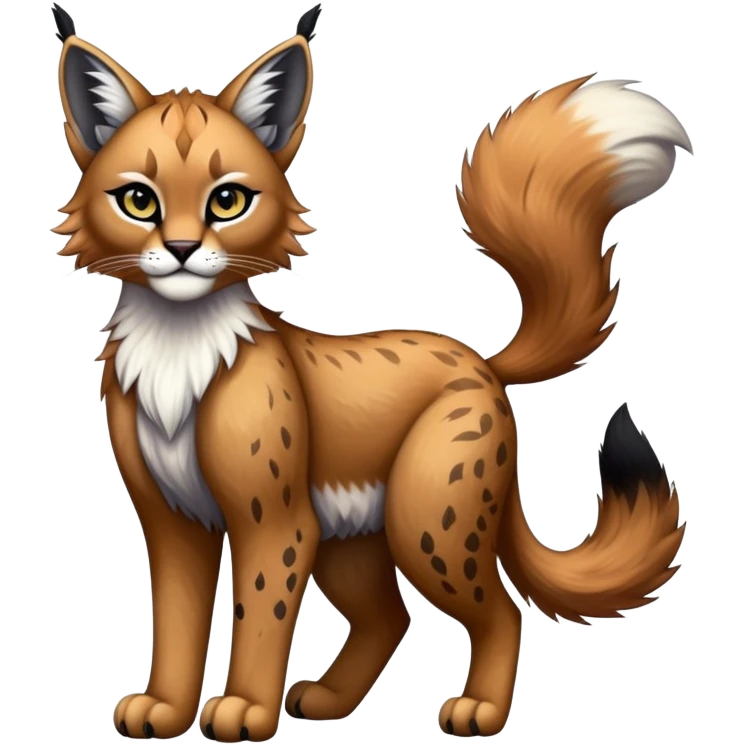 Vibrant dark edgy gothic Falvie-Fionbri-Bobcat-Caracal-creature-sparkle-feline-fursona, full body emoji