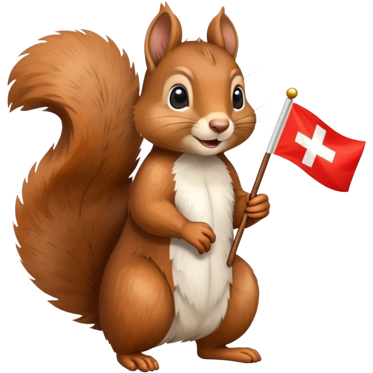 a squirrel with a swiss flag emoji