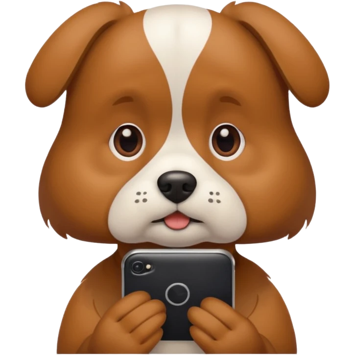 Pies z telefonem emoji