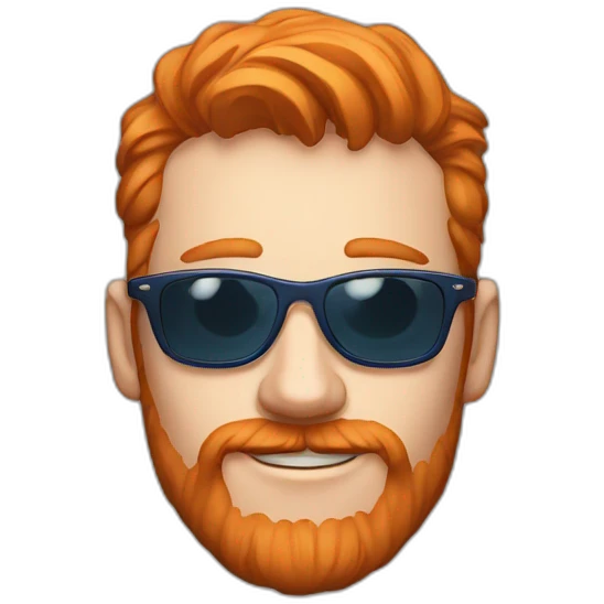 twitch gamer streamer, long face, ginger, blue sunglasses glasses, small goattee emoji