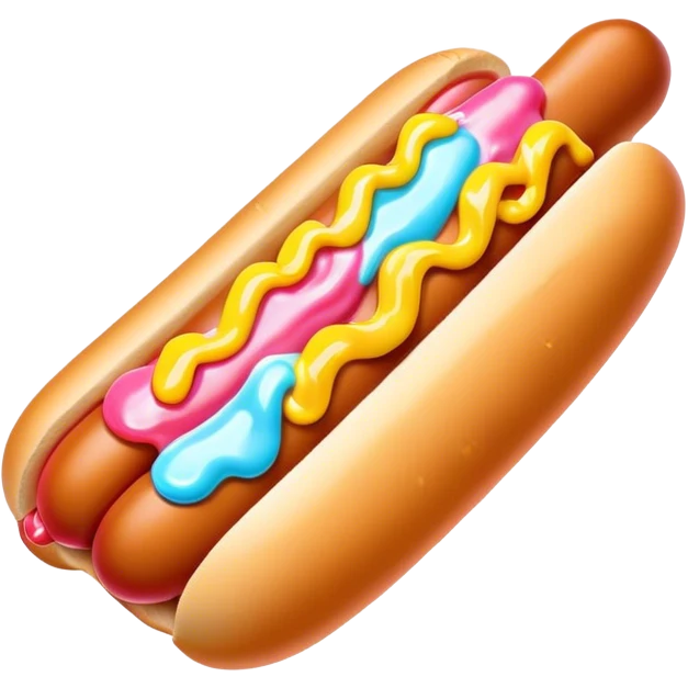 Melting neon ice cream hot dog  emoji