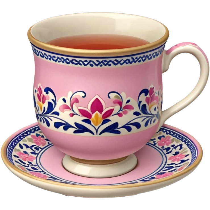 Pink white & beige Talavera tea cup emoji
