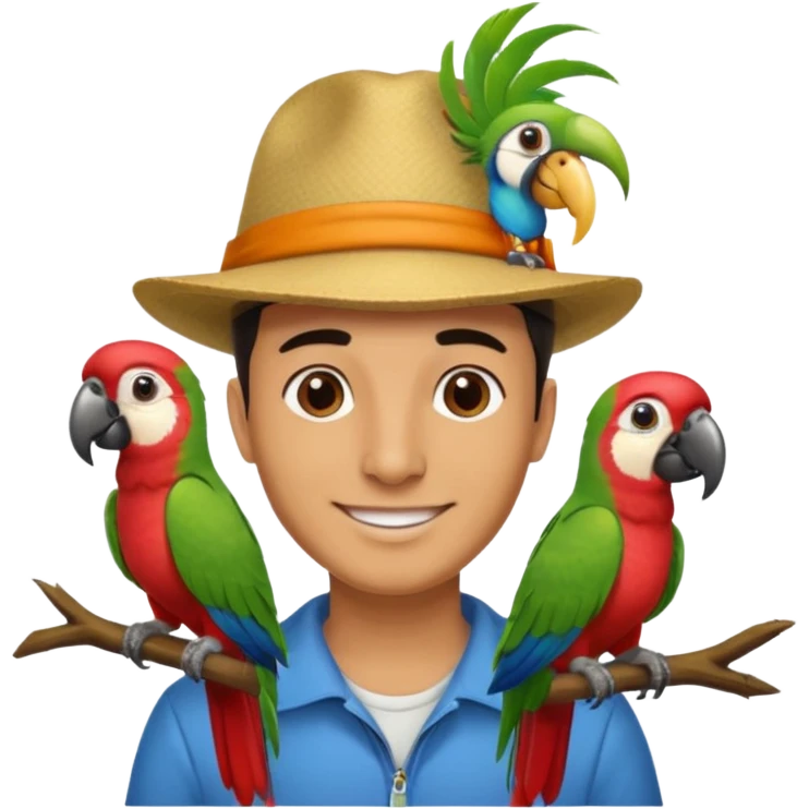 Walker + parrot on shoulder, Pet Walkers. emoji