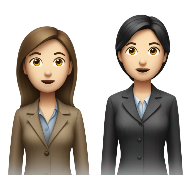 Two women private investigators, one with brown hair and one with black hair. One Asian one white emoji