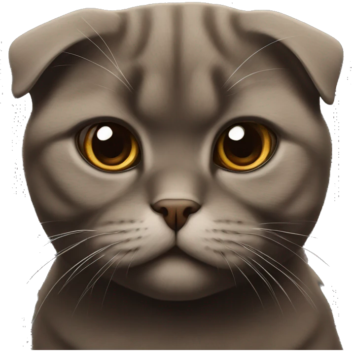thick dark brown scottish fold cat emoji