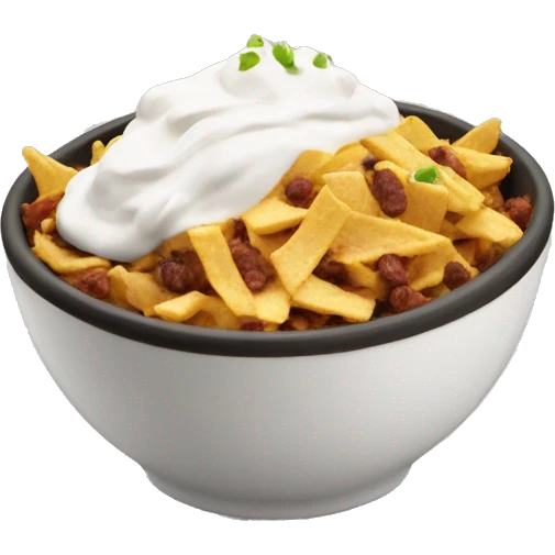 A chipotle bowl with extra sour cream emoji