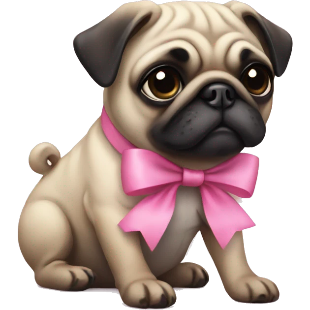 Pug with pink bow emoji
