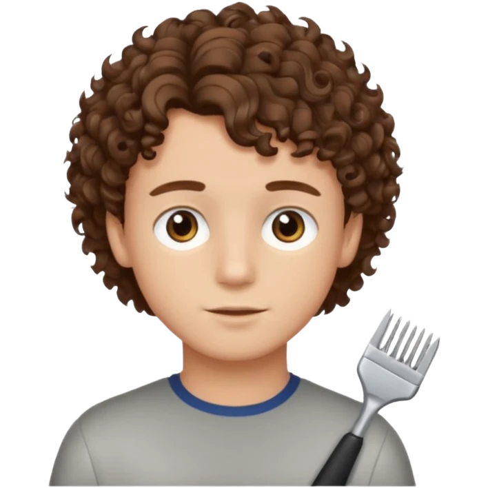 boy,  brown hair, curly hair, brown eyes,  skin, , hair edger  emoji