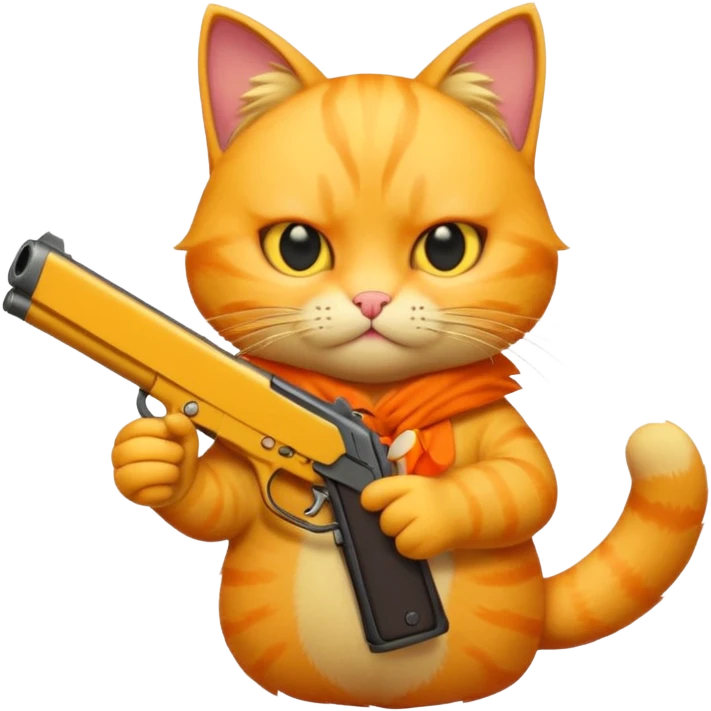 Yellow cat holding a gun  emoji
