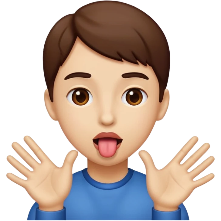 Tongue out and hands to the side emoji