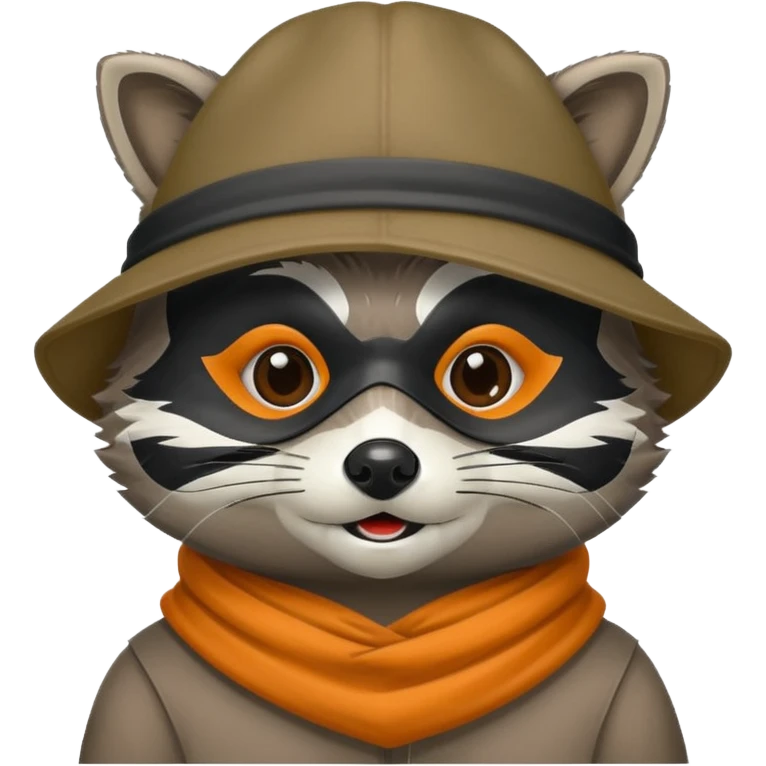 raccoon with mask and incognito hat emoji