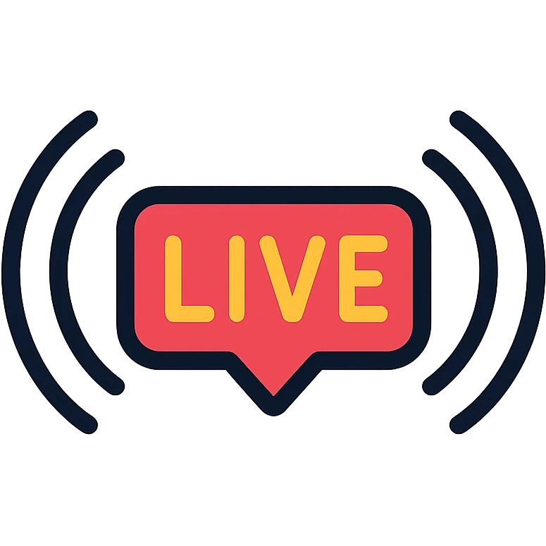 live broadcast icon, color outline style, professional and friendly emoji
