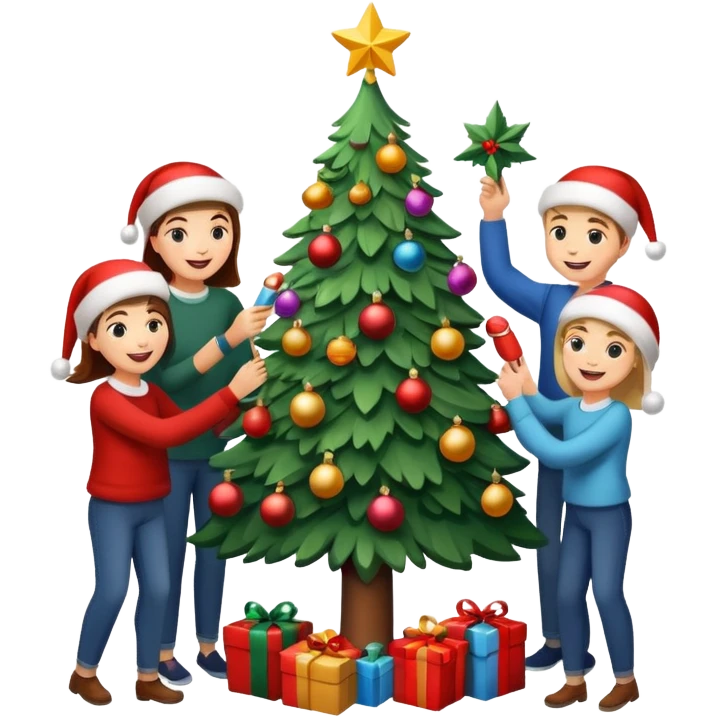 people decorating a Christmas tree emoji