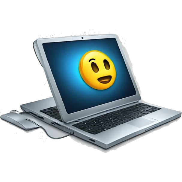 technology represented as a laptop and network emoji